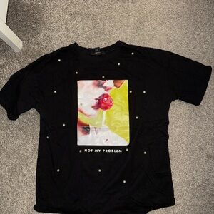 Forever 21 Black Tee with Graphic Design